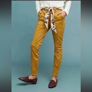 Anthropologie Women's Jefferson Mustard Yellow Slim Utility Pants